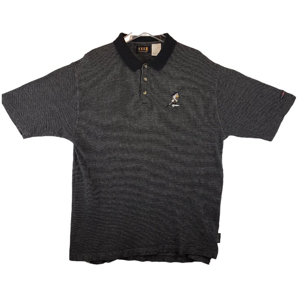 Vintage FOURSOME Golf Shirt Extra Large US XL Polo Disney Grumpy Black White